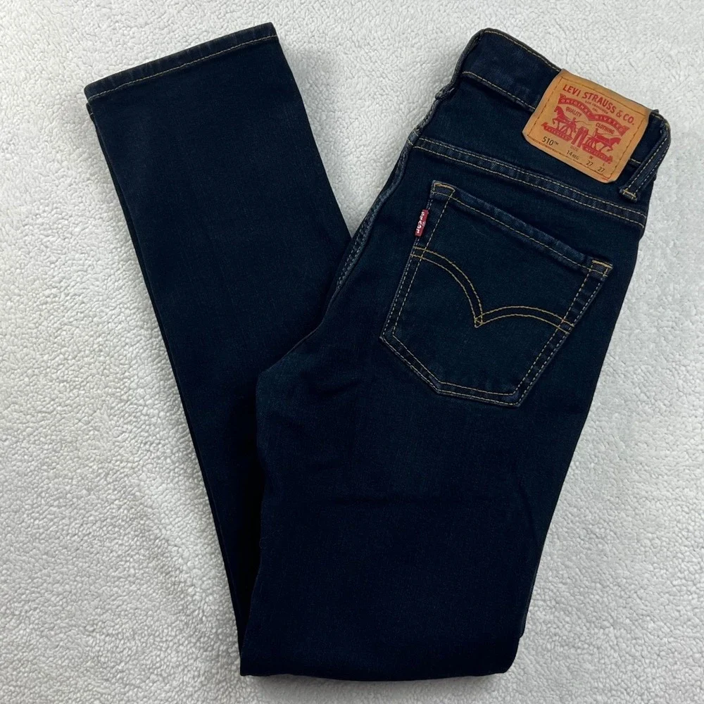Levi Strauss & Co 510‎ Skinny Dark Wash Denim Jeans Boy's Size 14 Reg W27 L27